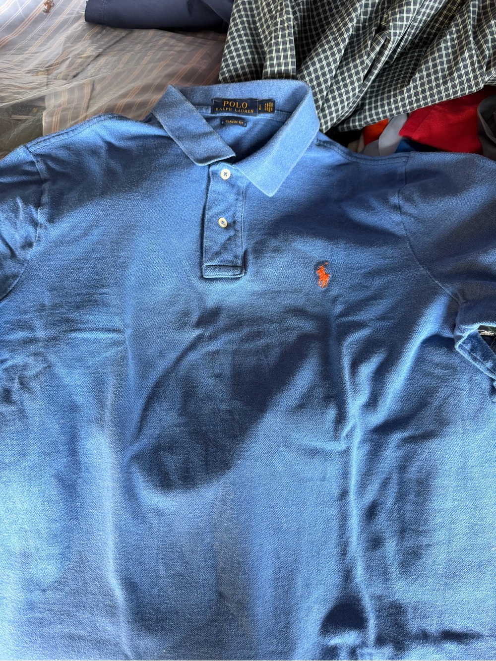Ralph Lauren Men’s Blue Polo with Orange Pony Logo